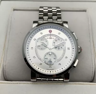 Michele Sport Sail Large Chronograph Diamonds Stainless Steel Watch MWW01K000120 • $489.99