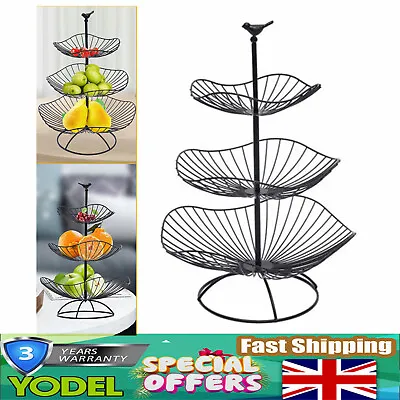 3 Tiers Fruit Plate Metal Fruit Basket Stackable Vegetable Storage Bowl Holder • £17.10