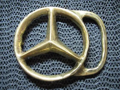 Mercedes Benz Sign Logo Brass Belt Buckle! Vintage! Rare! Handmade! Signed! 1976 • $124.99