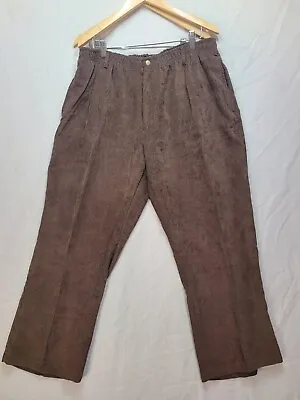 Stag HIll Haband's Men's Size 40S (40 X 27.5) Brown Corduroy Elastic Waist Pants • $14.99