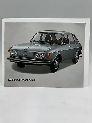 1974 Volkswagen 412 4-Door Sedan Dealers Brochure-One Page Spec Sheet • $9