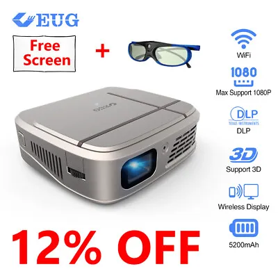 £242.99 • Buy Portable 3300Lumens 1080p HD Projector DLP 3D WiFi For Movies Gaming Sports UK