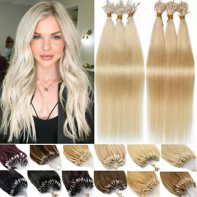 Micro Loop Micro Ring Beads Link Hair Extensions 100% Real Brazilian Human Hair • $43