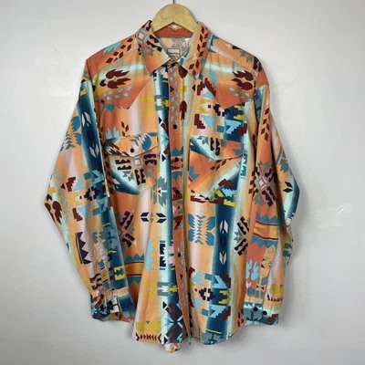 £49.95 • Buy Vintage 90s Western Plains Trading Co Shirt, Western Navajo Aztec, Mens Large