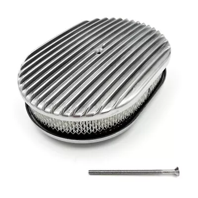 12  Oval Fully Polished Aluminum Finned Air Cleaner For 5-1/8” Carb Holley • $64.99