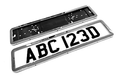 2x NUMBER PLATE HOLDER Chrome EFFECT Stainless Steel SURROUND Universal • £10.96