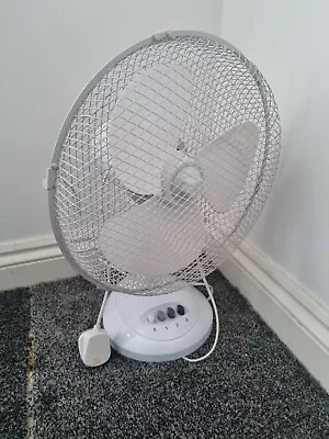 White Desk Table Fan Oscillating Portable 3 Speed Tilting Home Cooling • £0.99