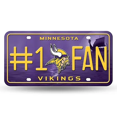 Minnesota Vikings #1 Fan Metal License Plate Licensed By Rico - Made In USA • $9.25