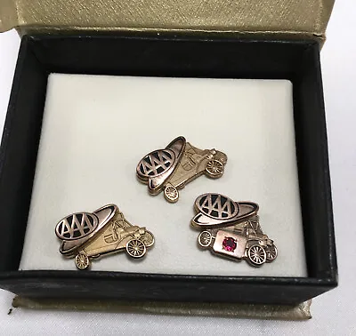 (3) Vintage AAA Employee Service Pins 1/10 10K Gold Filled Awards 1960’s TripleA • $50