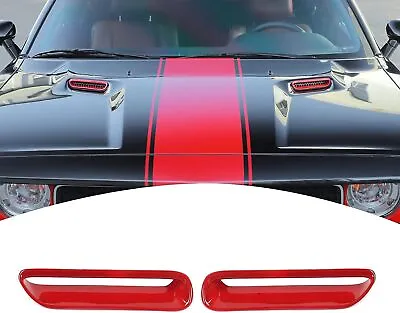 Red Hood Scoop Air Vent Cover Trim Bezels For Dodge Challenger 09-14 Accessories • $25.49