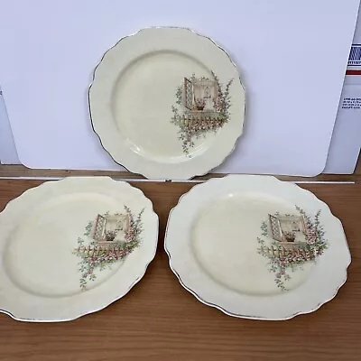 1930 Lido W.S. George Canarytone  Breakfast Nook  Set Of 3 Dinner Plates • $22.36