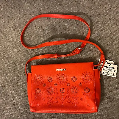 Desigual Crossbody M Orange Red Handbag Vegas Vanesa Patterned Pockets NWT • $49.96