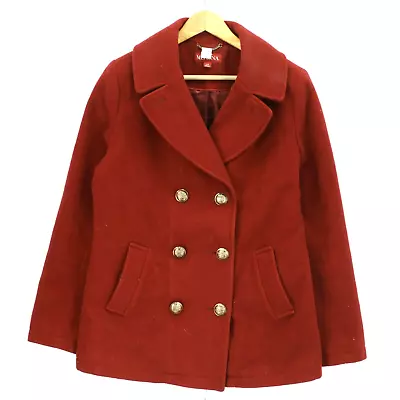 Merona Peacoat Women's Red Double Breasted Long Sleeve Lined Size Large L • $25.35