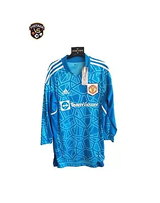 NEW Manchester United Football Goalkeeper Shirt 2022-2023 (L) Adidas Blue Jersey • $57.03