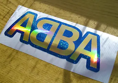 ABBA Sticker Blue Sparkle-Rainbow Gold Chrome • £4.25