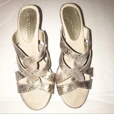 Aerosols Gold Faux Snake Skin Open Toe  Sandals • $23.99