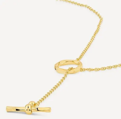 9CT YELLOW GOLD LARIAT T-BAR DIAMOND CUT ADJUSTABLE NECKLACE 43cm-46cm/17 -18  • £199.99