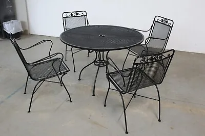 Vintage Woodard Outdoor Iron Table And 4 Chairs/Patio Set • $1895