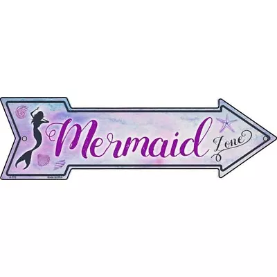 Mermaid Zone Novelty Metal Arrow Sign  Directional 17  X 5  Wall Decor • $27.90