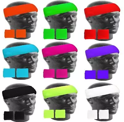 NEON HEADBAND SWEATBAND WRISTBANDS FANCY DRESS TUTU BRACES NEON GLOVES 80s HEN • £2.49