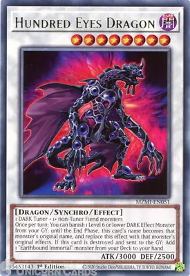 MZMI-EN051 Hundred Eyes Dragon :: Rare 1st Edition YuGiOh Card • £0.99