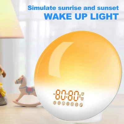 $52.99 • Buy Wake Up Light Sunrise Alarm Clock For Heavy Sleepers FM Radio 7 Natural Sounds