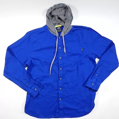 $19.95 • Buy Oakley Button Up Hooded Shirt Men's XL Blue Long Sleeve Light Jacket Vault Exclu