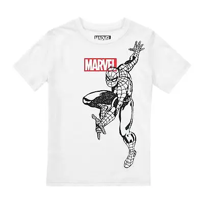 Marvel Boys T-shirt Spiderman Outline Top Tee 7-13 Years Official • £9.99