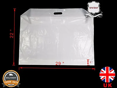 £4.49 • Buy Extra Large22 /25 /29  Strong White Patch Handle Plastic Carrier Bags UK Product