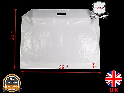 Extra Large22 /25 /29  Strong White Patch Handle Plastic Carrier Bags UK Product • £1.99