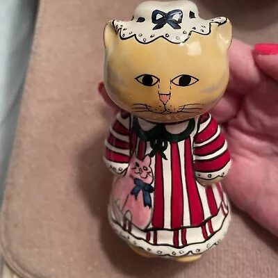 Vintage Enesco Susan Marie McChesney Ceramic Cat Figurine Red Coat 4  • $24.99