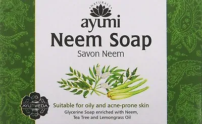 Ayumi Neem Soap Enriched With Tea Tree And Lemongrass Oil Suitable For Dry Skin • £6.99