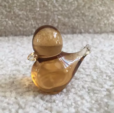 Viking (?) Glass Amber Gold Miniature Bird 1 1/2  Figurine FREE SHIPPING • $20.99