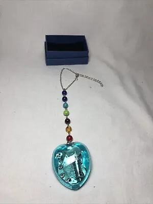 NEW Miniature Music Box Pendant Blue Heart Shape With Beads And Chain In Box • $18