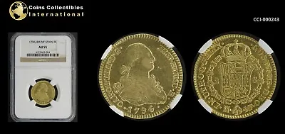 Spain 1796/4 Madrid M MF 2 Escudos NGC AU55 High Luster Carlos IV Calico-333 • $1057