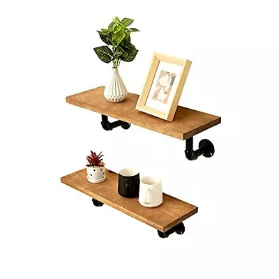 Reclaimed Wood Shelves With Black Industrial Pipe BracketsSet Of 2 Weathere... • $59.93