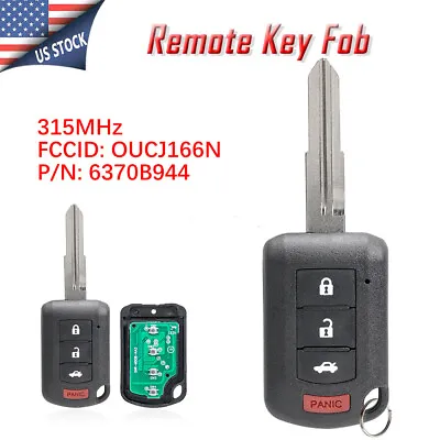 For 2016 2017 Mitsubishi Lancer 3+1 Button Remote Head Key Fob OUCJ166N 6370B944 • $26.39