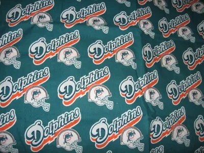 Vintage 1997 NFL MIAMI DOLPHINS Football 100% Cotton Fabric RARE Retro 21x40 2pc • $35