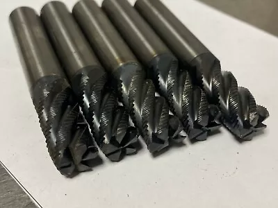 $44.97 • Buy Lot Of 5 - 1/2  End Mill 5-Flute 0.5  Dia X 3  Roughing Tungsten Carbide TiALN