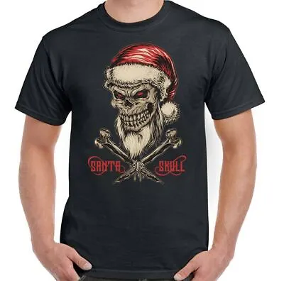 Santa Skull Christmas T-Shirt Xmas Mens Funny Secret Biker Motorbike Grim Reaper • £10.99