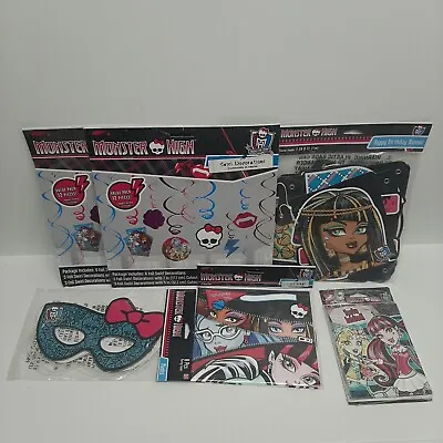 Monster High Party Supplies Swirl Birthday Banner Mask Invitation Cards Loot Bag • $38.52