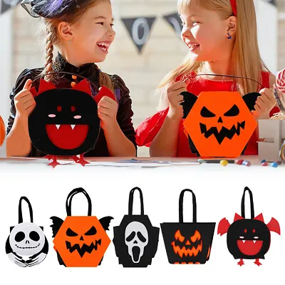 £3.99 • Buy Halloween Trick Or Treat Tote Bags Candy Bag Basket Non-woven Gift For Sweets