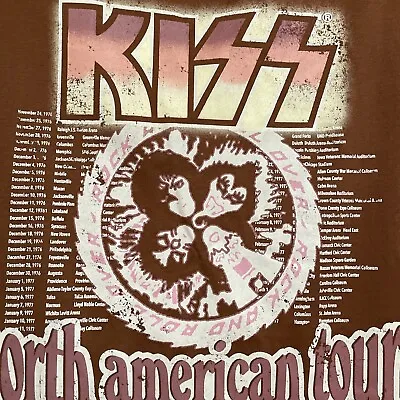 KISS T-Shirt Large Brown New !! Adult Tee-short Sleeve North American Tour- • $19.95