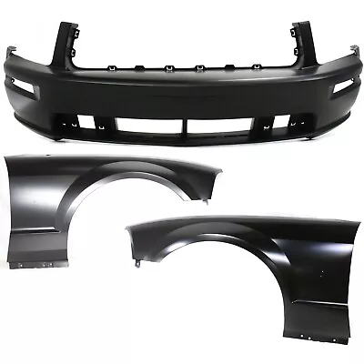 Bumper Cover Fascia Kit For 2005-2009 Ford Mustang Front CAPA 3-pc With Fenders • $492.12