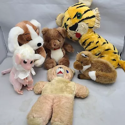 Vintage Stuffed Animal Plush Lot Of 6 Tiger Bear Monkey Gund Dakin Bantam • $29.99