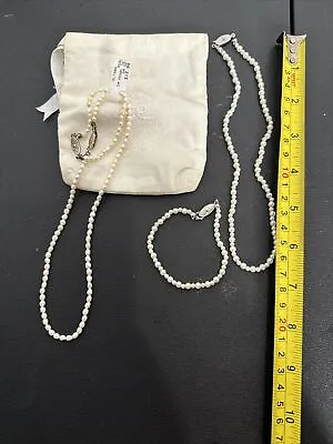 Vintage Small Pearl Necklace And Bracelet Set For Child. 2 Sets • $32