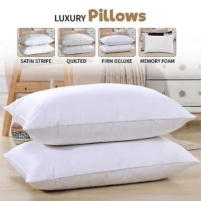 Extra Filled Pack Of 2 Pillows Bounce Back Firm Deluxe Memory Foam Stripe Pillow • £11.27