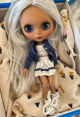 Blythe Doll With White Hair Nude Joint Body Tan Skin Matte Face DIY Fashion Toys • $47.02