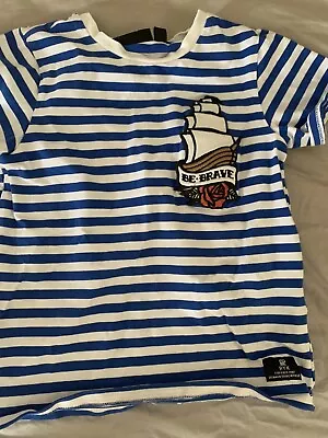 Rock Your Kid Baby T Shirt Size 5 Be Brave Blue Stripes • $15