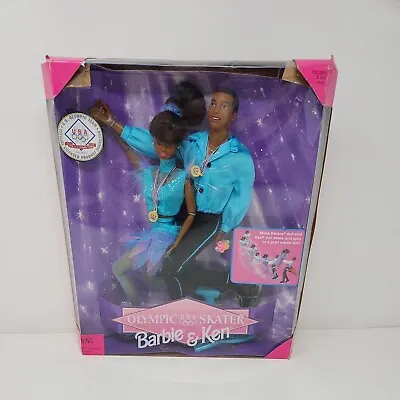 1998 OLYMPIC SKATER BARBIE & KEN African American AA 1997 Mattel 18727 • $57.20